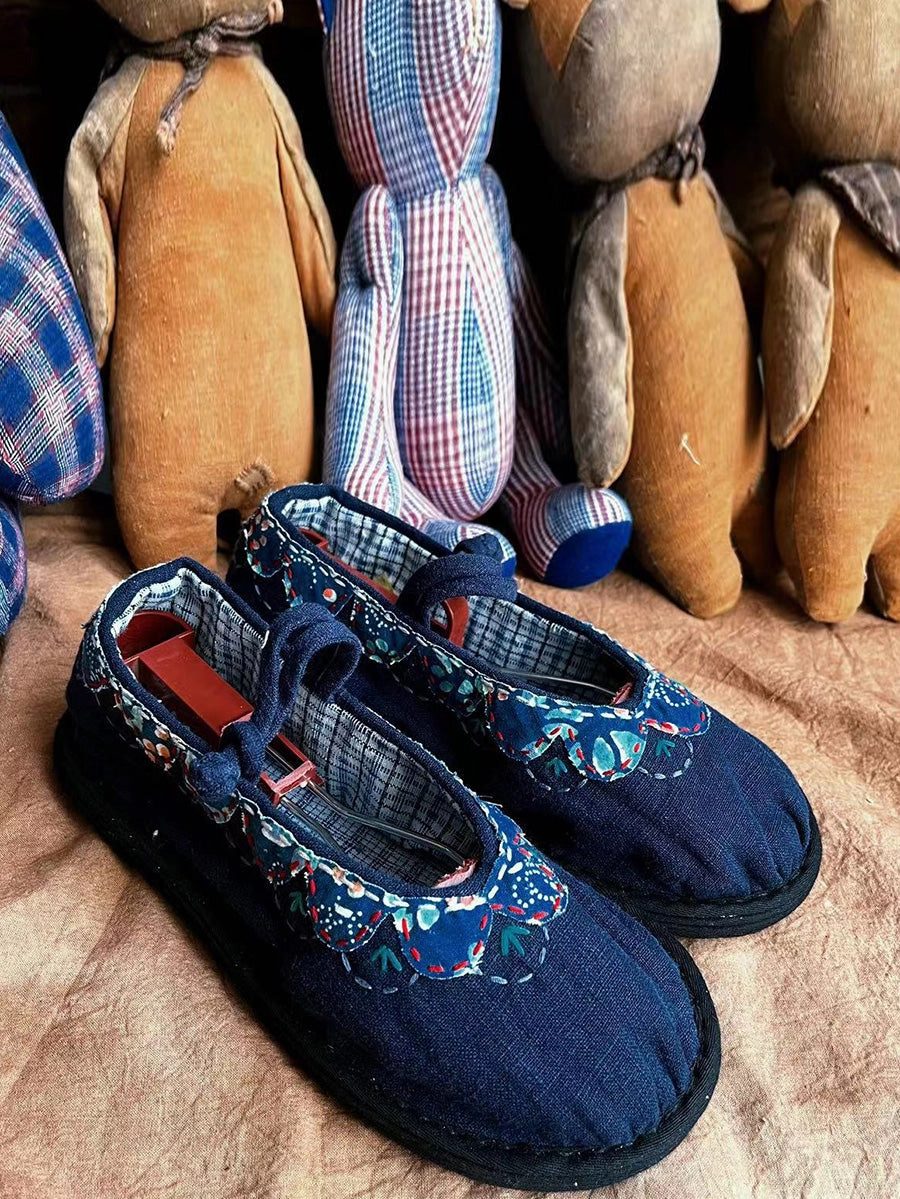 Women Summer Ethnic Patch Spliced Flat Shoes CC001 Flat Dress Shoe Laces