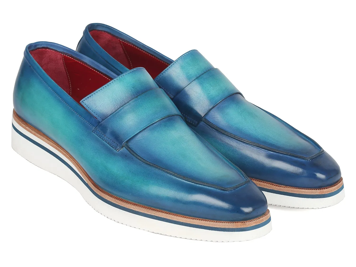 Paul Parkman Men's Smart Casual Loafers Blue (ID#183-BLU-TRQ) Jack Rogers Loafers