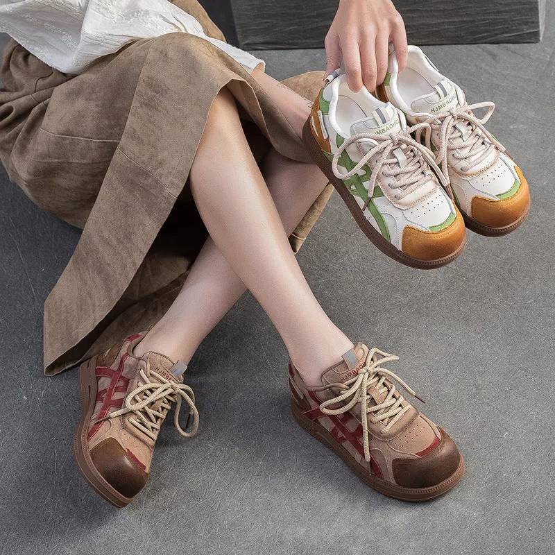 Union Boa Flat Shoes Women's Retro Quilted Leather Flat Casual Shoes