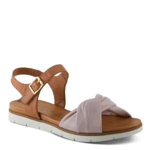 Spring Step Women's Nihira Genuine Leather Sandal- Lilac Multi Tooled Leather Sandals