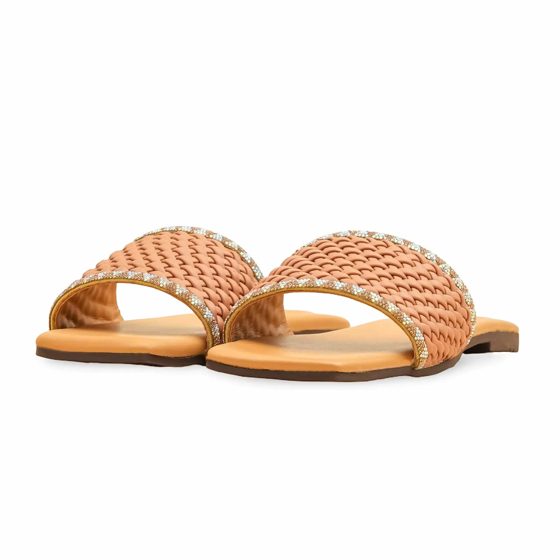 Round Toe Flats Shoes Fawn Casual Slipper For Women CL2117