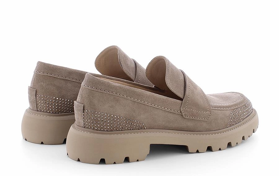 High Heel Penny Loafers Ken Jaime Beige