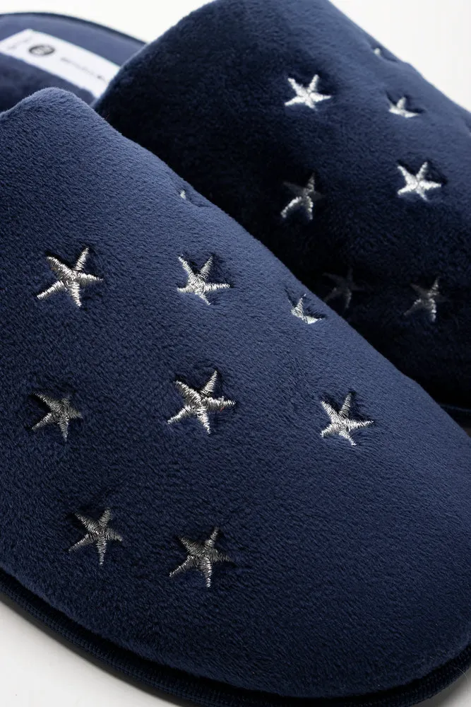 Star Trim Closed Toe Slippers Navy Beginner Running Shoes