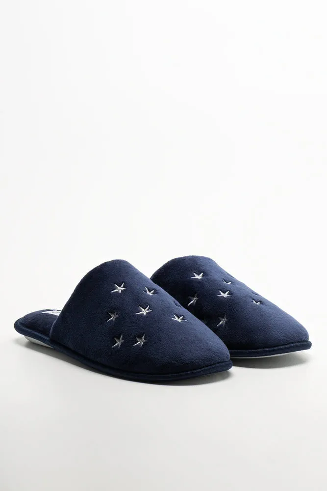 Skate Shoes For Flat Feet Star Trim Closed Toe Slippers Navy