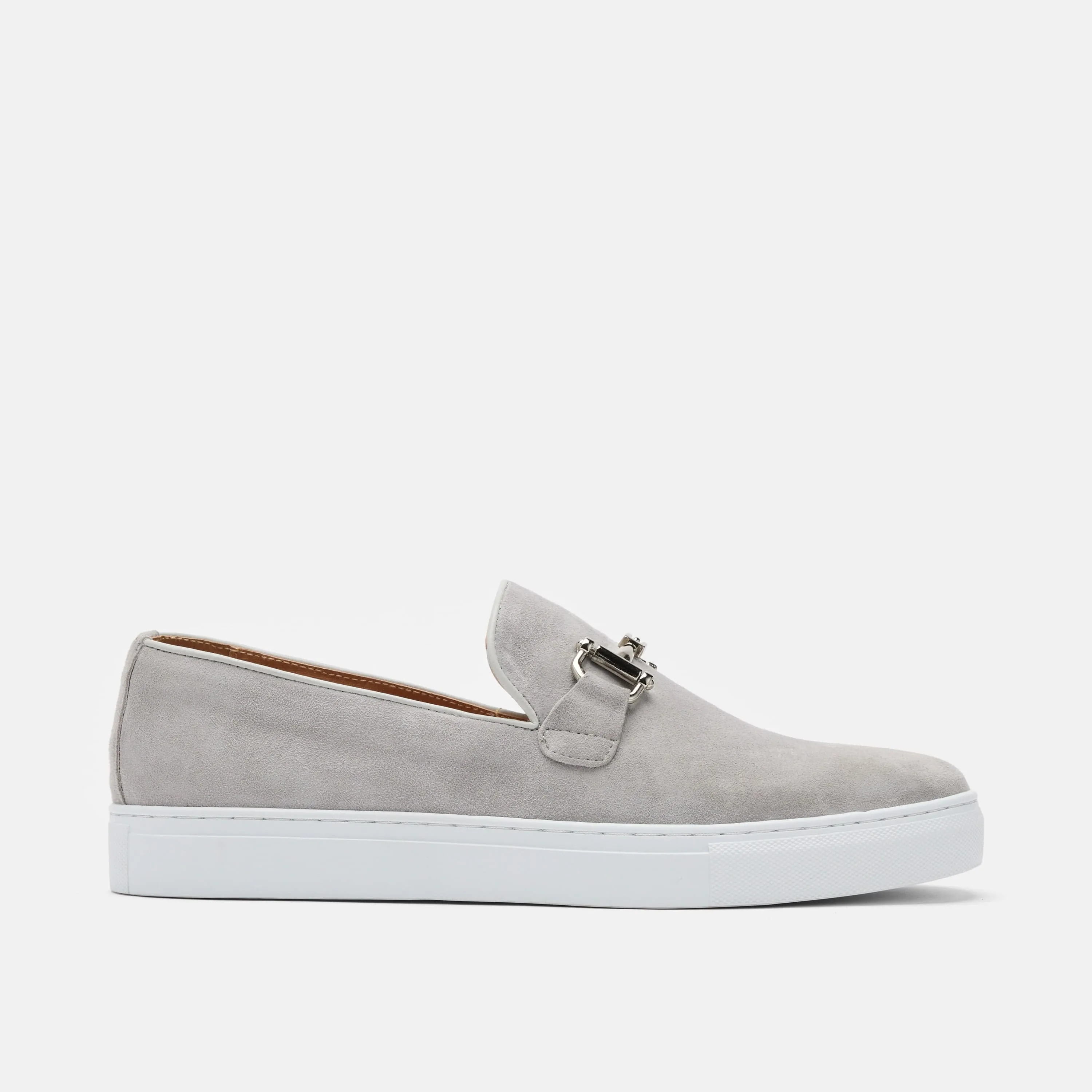Boardwalk Light Grey Suede Horse-Bit Sneakers Best No Show Socks For Loafers