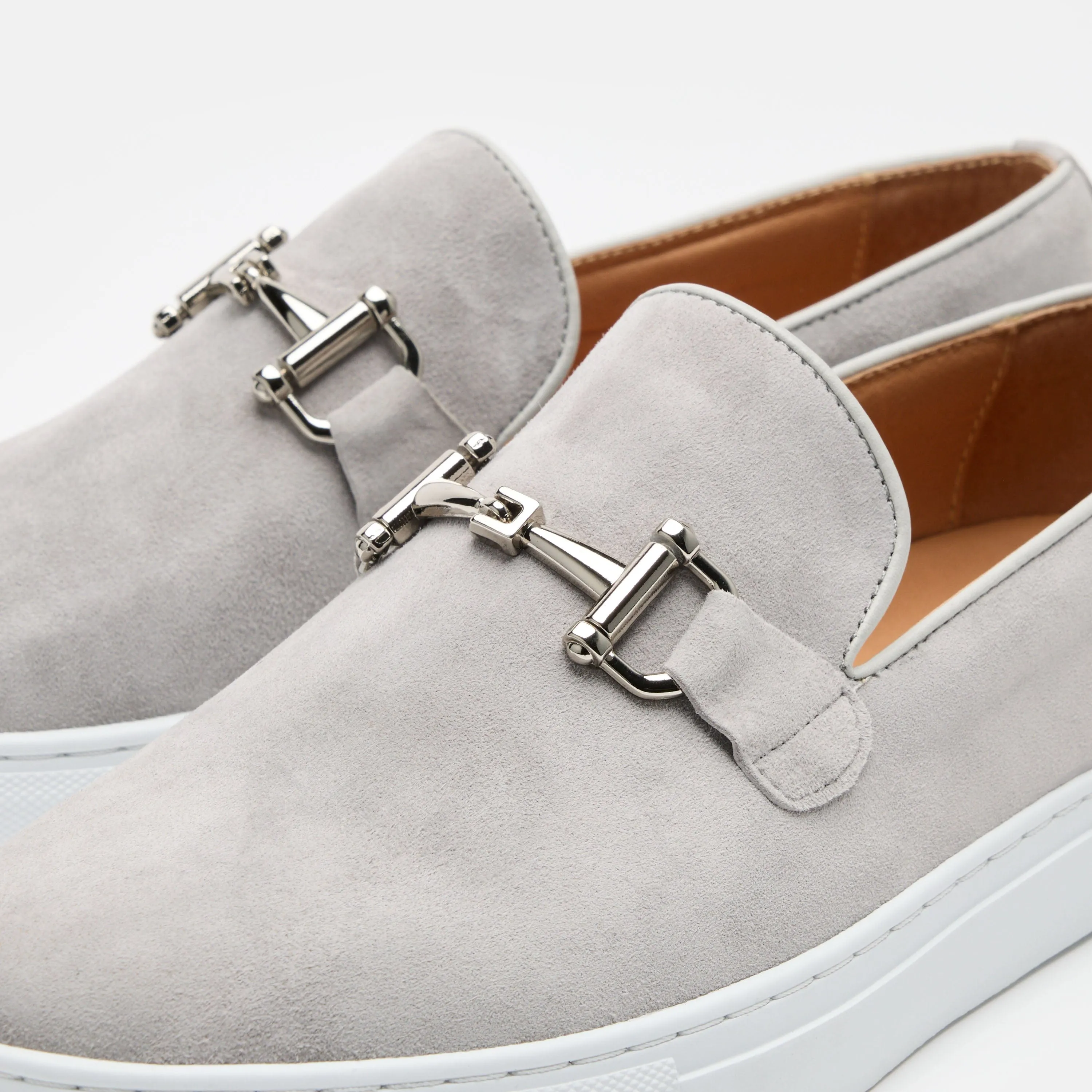 Loafers Catonsville Menu Boardwalk Light Grey Suede Horse-Bit Sneakers