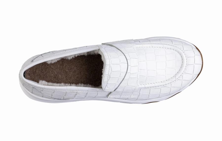 Traveler Penny Loafers Don Abstract White