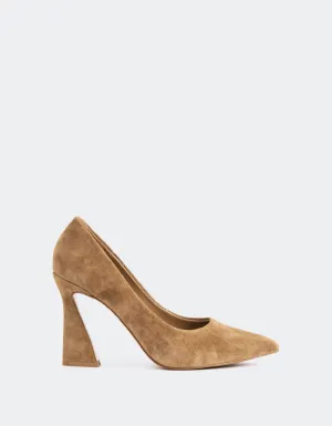 Amanda Camel Suede Lace Up High Heel Shoes