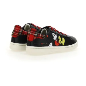 Black Mickey Plaid Tab Sneakers Casual Date Shoes