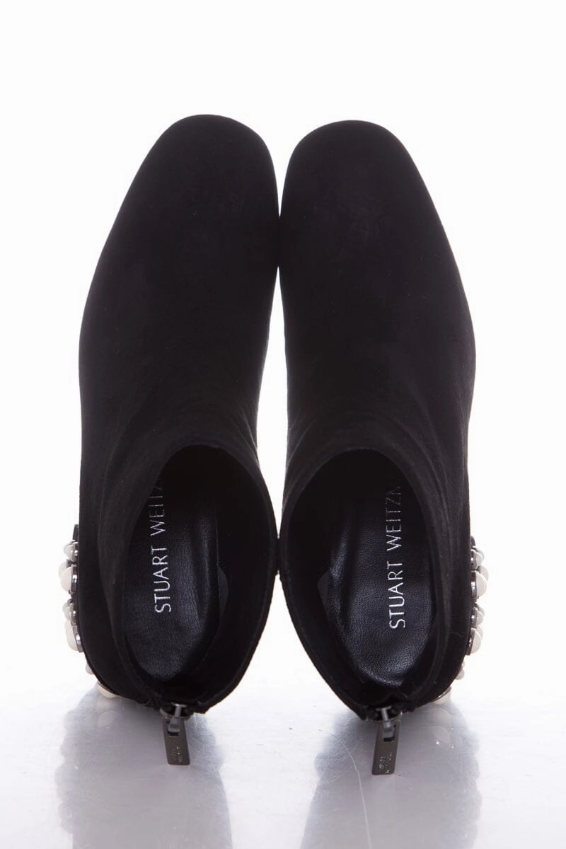 Burgundy Combat Boots Stuart Weitzman Black Suede & Pearl Bacari Boots SZ 5.5