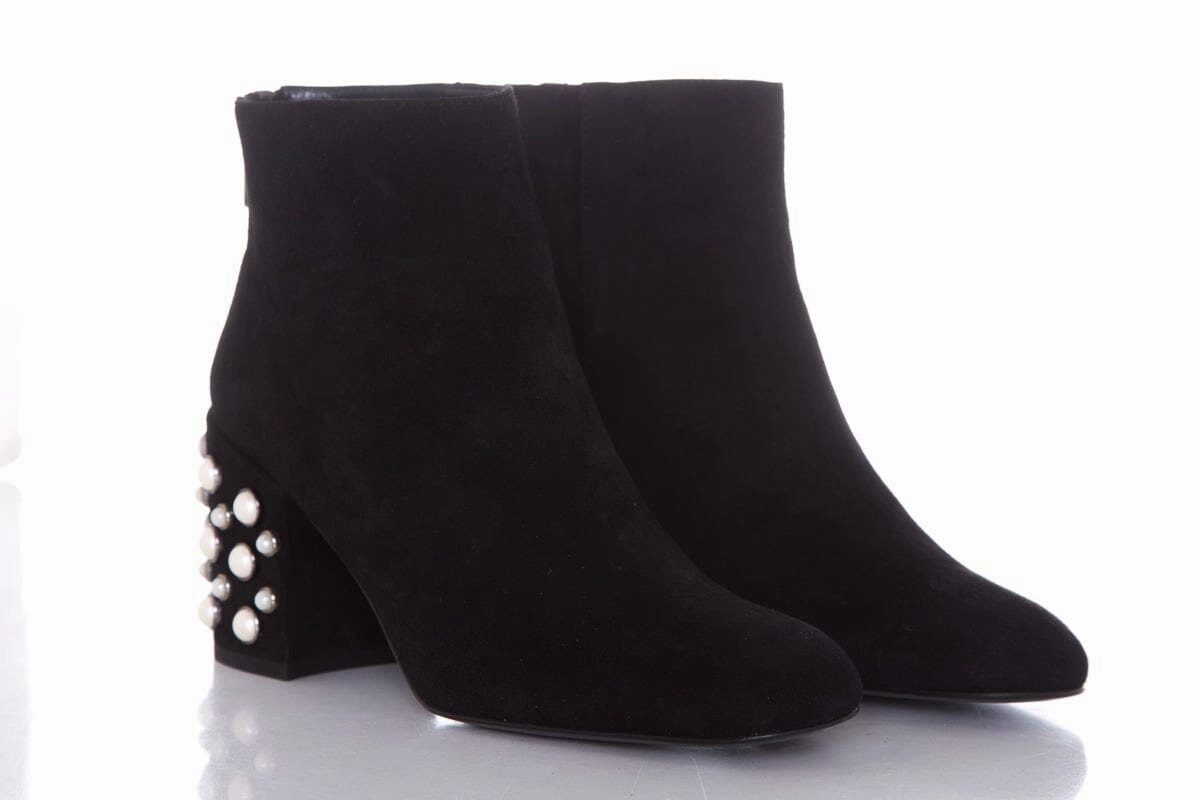 Golden West Boots Stuart Weitzman Black Suede & Pearl Bacari Boots SZ 5.5