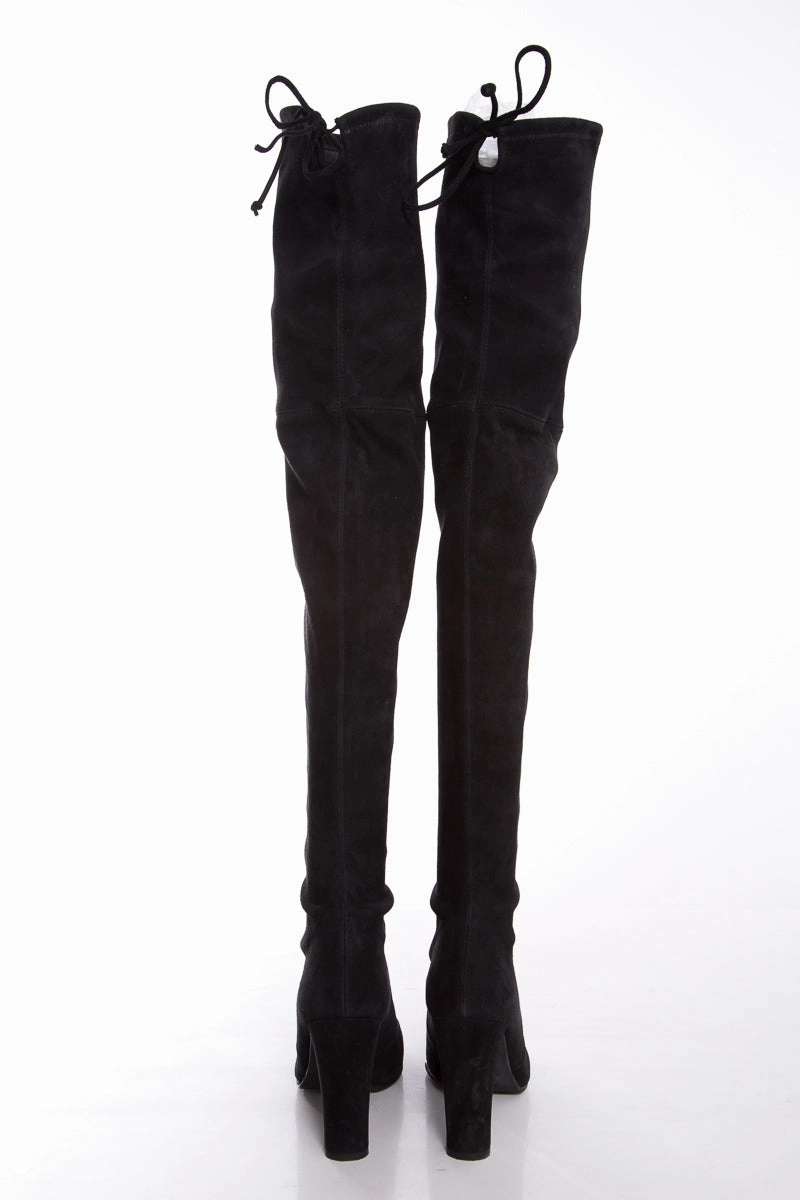 Stuart Weitzman Black Suede Highland Boots SZ 8.5 Dr Chelsea Boots 2976