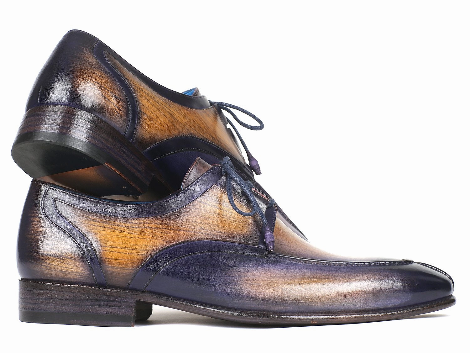 Paul Parkman Ghillie Lacing Camel and Purple Dress Shoes (ID#GU566PRP) Ugly Dress Shoes