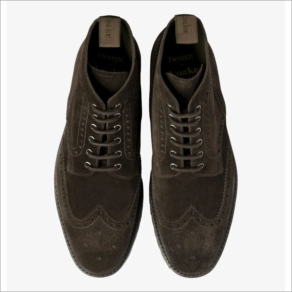 Shining Boots Loake Pegasus Dark Brown Suede Leather Boot@