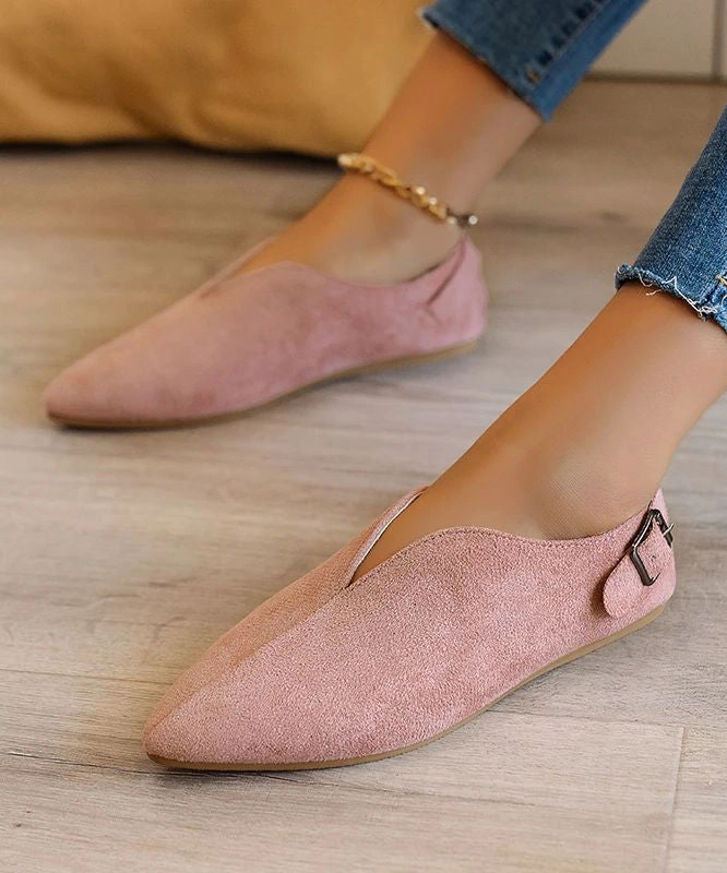 Suede Khaki Women Splicing Flat Shoes For Pointed Toe AP1033 Best Athletic Shoes For Bunions And Flat Feet