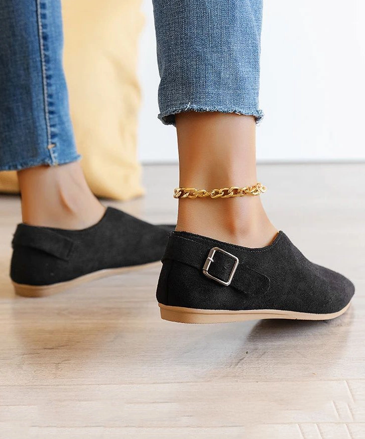 Circus Shoes Flats Suede Khaki Women Splicing Flat Shoes For Pointed Toe AP1033