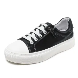 Flat Footed Running Shoes Women Minimalist Leather Comfort Flat Casual Shoes