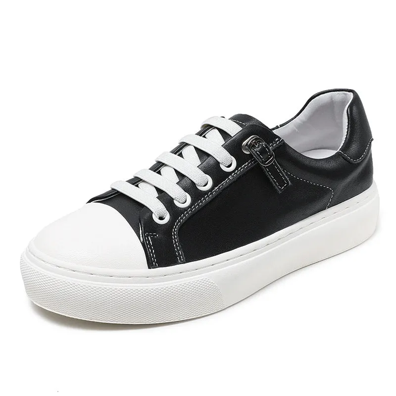 Navy Dress Shoes Flats Women Minimalist Leather Comfort Flat Casual Shoes