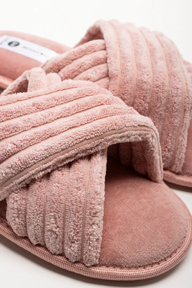 Rib Open Toe Slippers Pink Best Mtb Shoes For Wide Feet