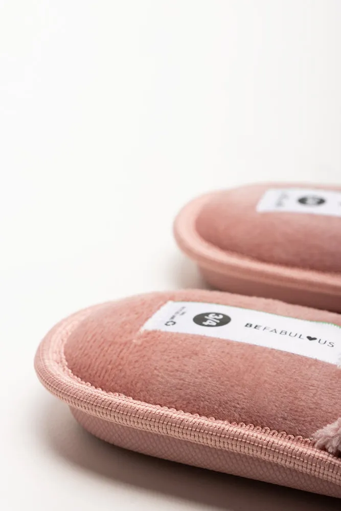 Rib Open Toe Slippers Pink Flat Shoes To Wear With Dresses