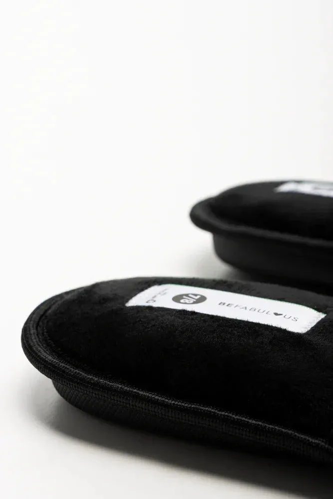 Rib Open Toe Slippers Black China Flats Shoes