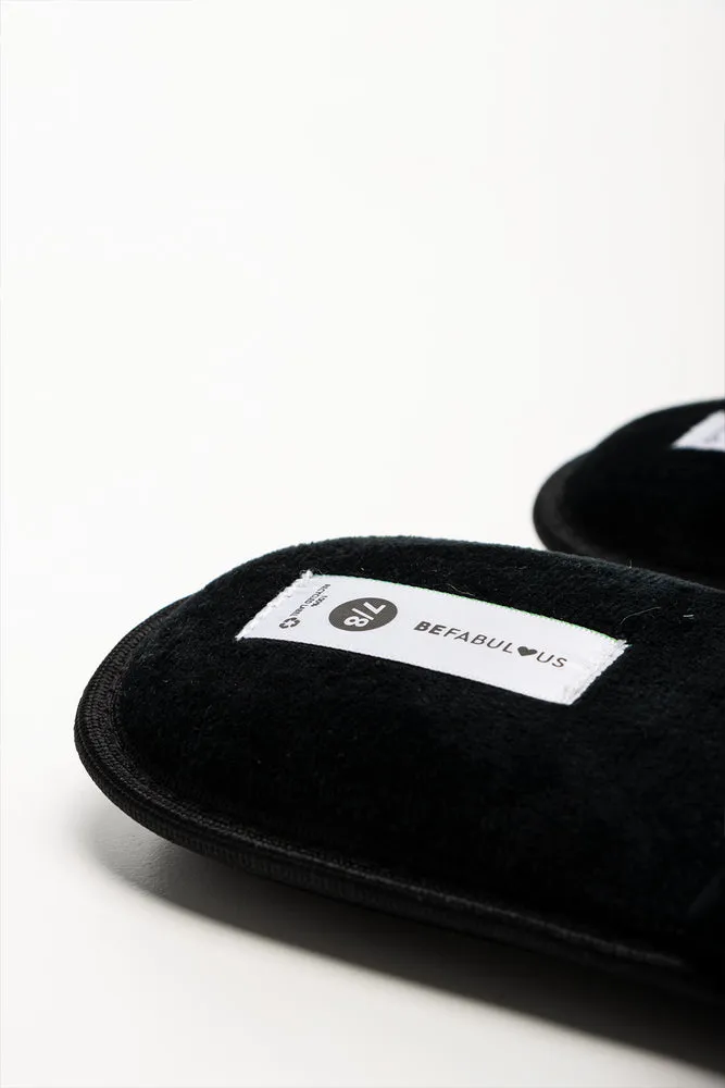 Tan Leather Flat Shoes Mini Bow Open Toe Slippers Black