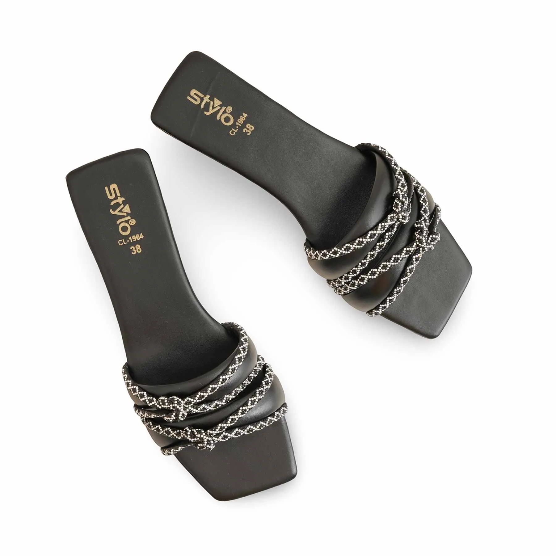 Black Casual Slipper For Women CL1964 Mud Flat Shoes