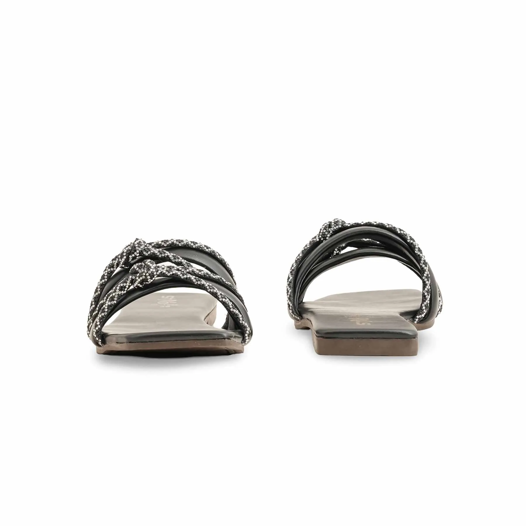 Black Casual Slipper For Women CL1964 Cute Flat Shoes For Work