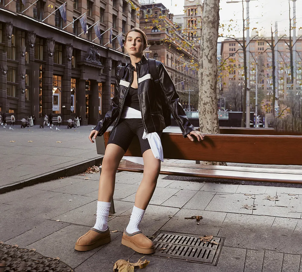 Tasman Sand Slippers UGG Slippers Sheepskin Wool Ankle Platform Booties Tazzy Hippie