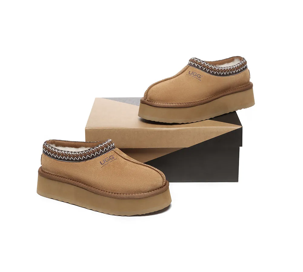 UGG Slippers Sheepskin Wool Ankle Platform Booties Tazzy Hippie Ergonomic Slippers