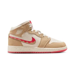 Air Jordan 1 Mid SE 'Peanut Butter & Jelly' Big Kids' Shoes Canvas Nike Shoes