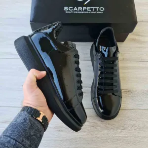 Matching Sneakers Lift Black Patent Leather Sneakers | Platform High Sole