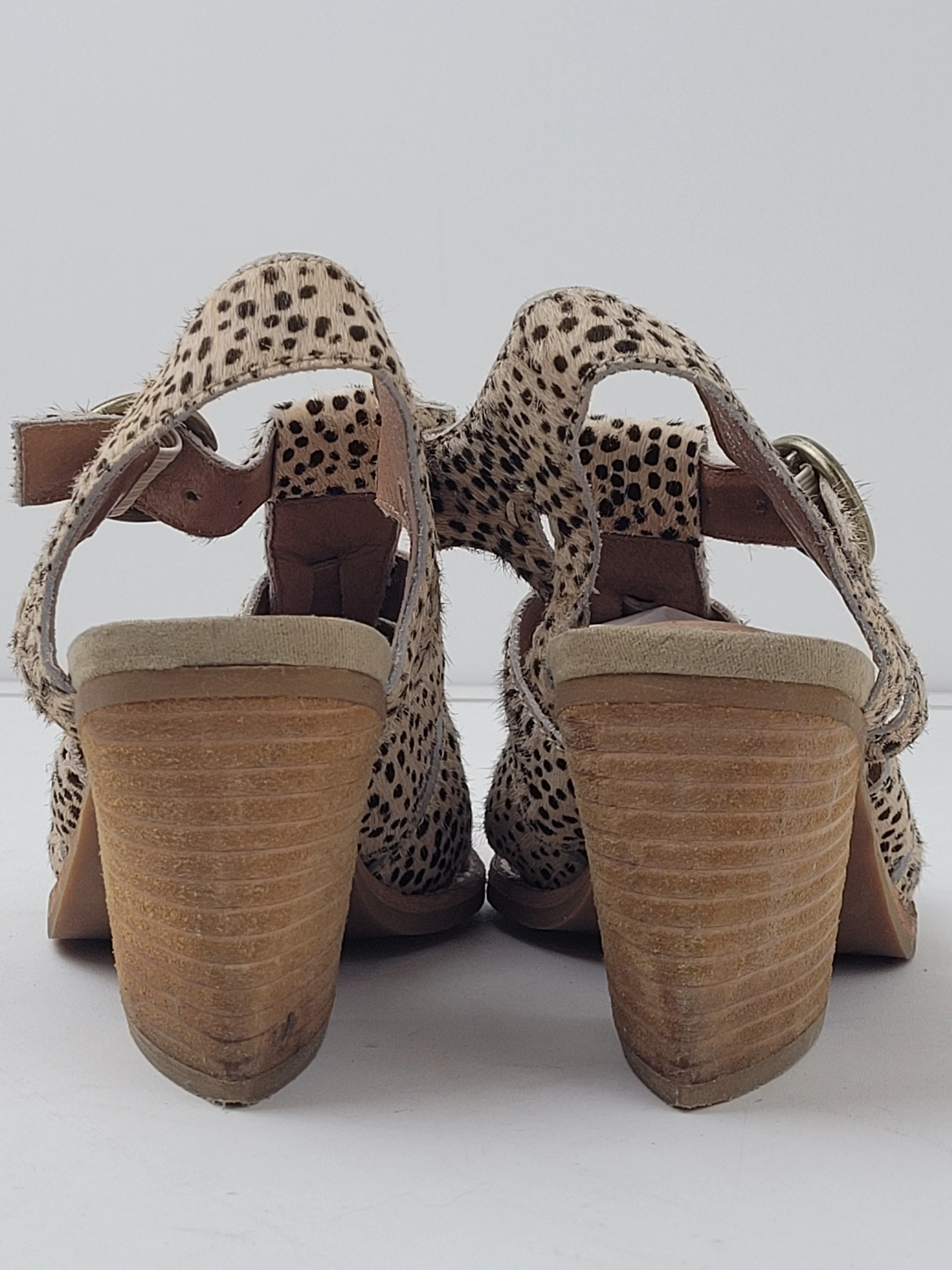 Comfortable Dress Flat Shoes Jeffrey Campbell Leopard Print Calf Hair Strappy Bootie Heels Sz 6.5 EUC