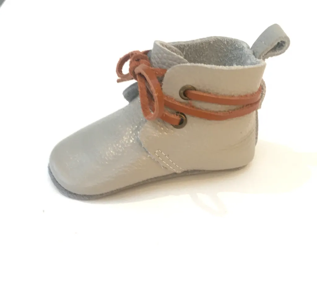 Mou Mou Boots Harry Leather Laced Ankle Boots - Grey