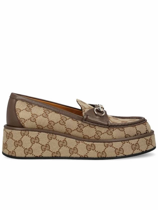 Gucci Horsebit Wedge Loafers Brown Leather Woven Loafers