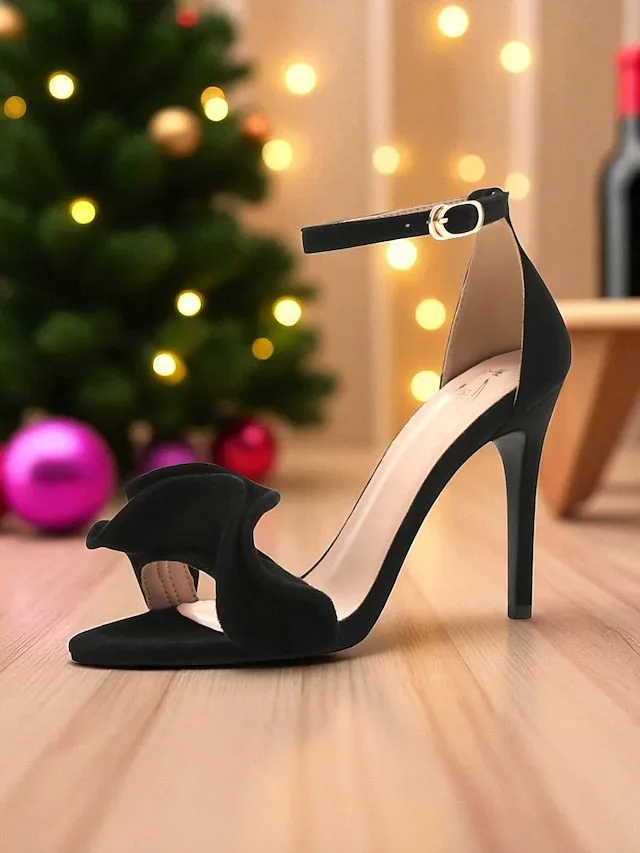 Boots Low Heel Knee High Women's Sandals Red Strap Heel Elegant Ankle - High Velvet