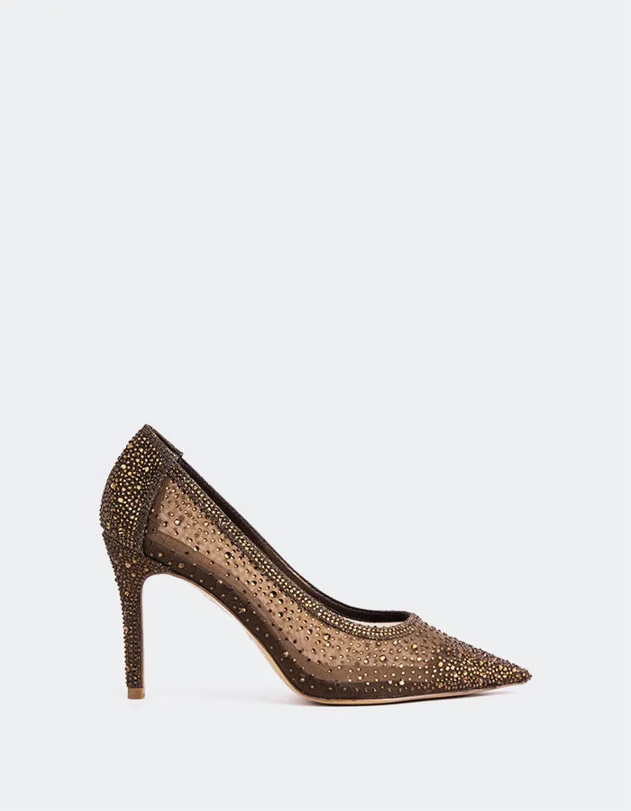 Swansea Bronze Mesh High Heel Leather Pumps