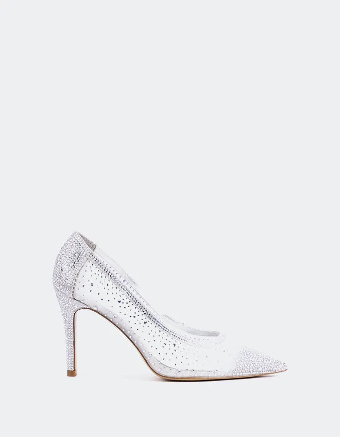 Fluffy High Heels Swansea Silver Mesh