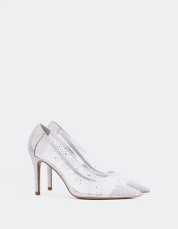 Swansea Silver Mesh Cheap High Heel Shoes
