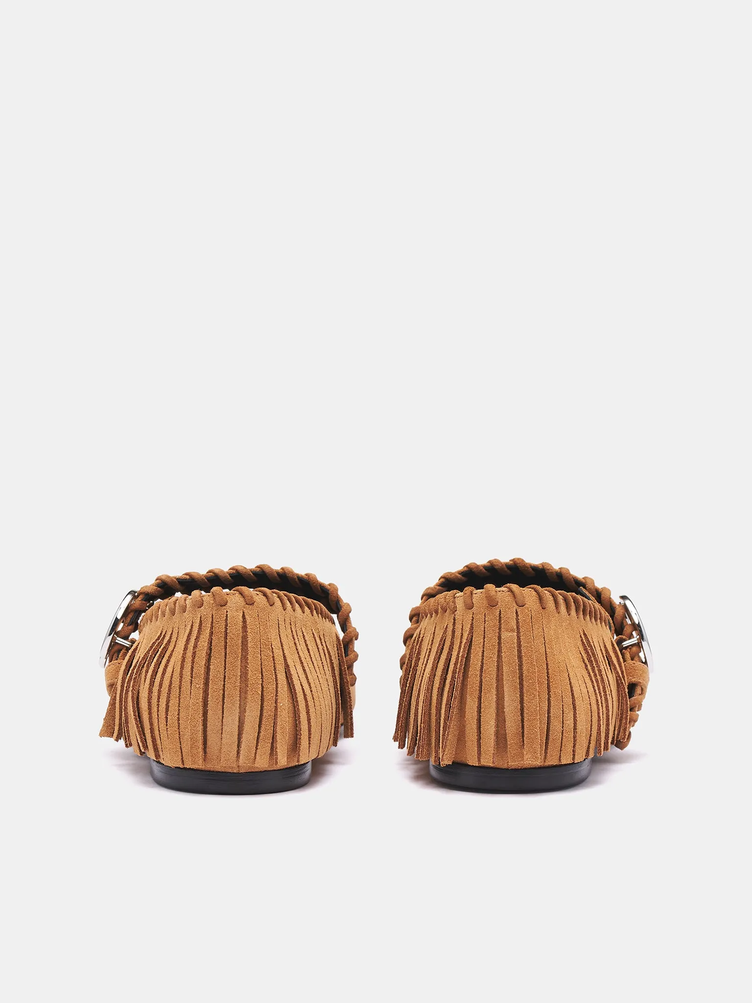 Suede Fringe Five-Toe Ballet Flat (COPSH83F6049-BROWN) Roxy Flat Shoes