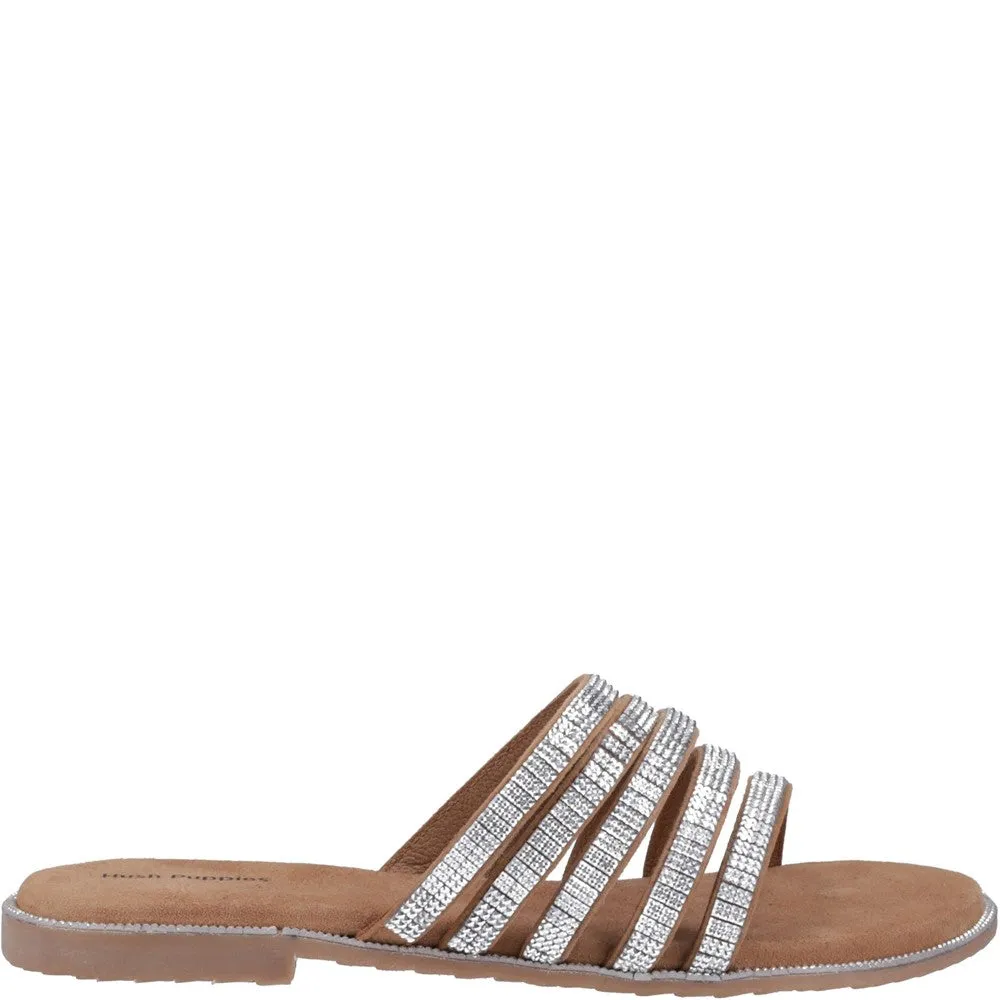 Bling Shoes Flats Tan/Silver Paris Slide Sandals