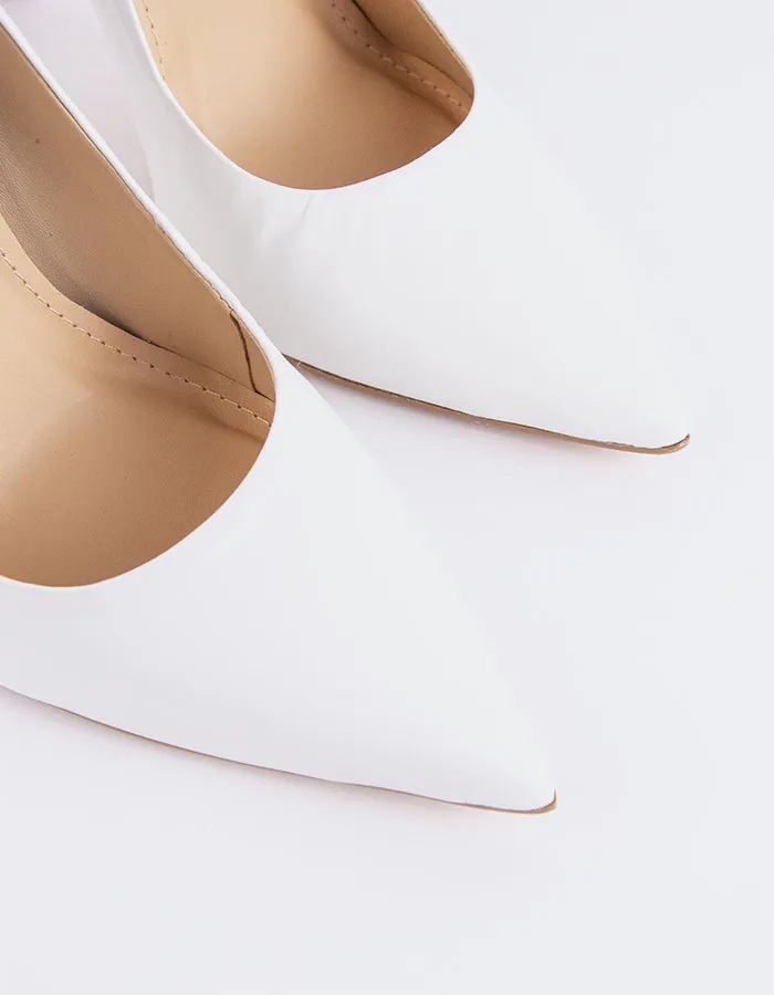 Teeva White Leather Well Worn High Heels