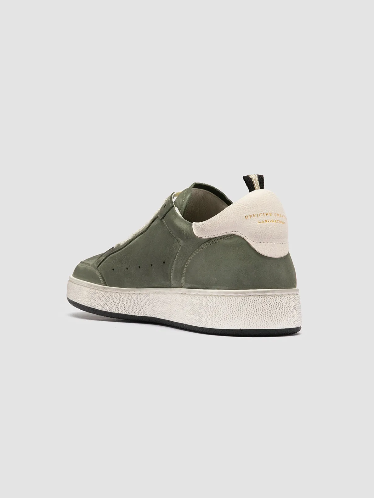 THE ANSWER 002 - Green Leather and Suede Sneakers Sneakers With Spring Heels