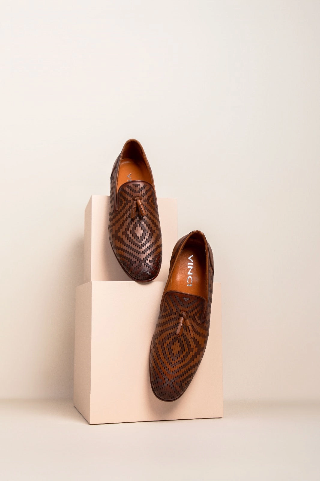 The Meram Brown Leather Tassel Slip-On Loafer Men Shoe Comfortable Wide Dress Shoes