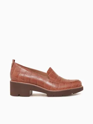 Darry English Tea Leather Heels Loafers