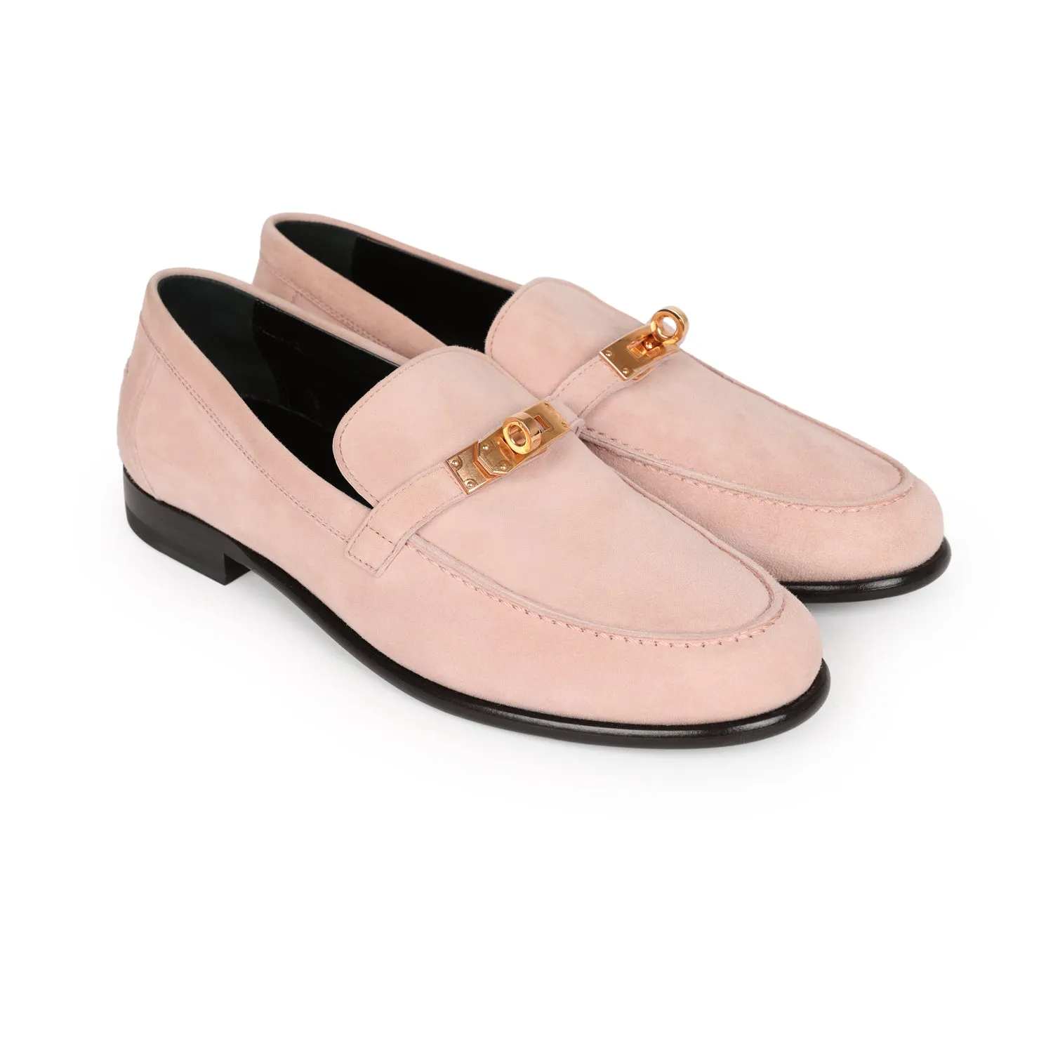 Top quality Hermes Destin Loafer Rose Aube Suede Rose Gold Hardware 38 EU Sandals Comfort