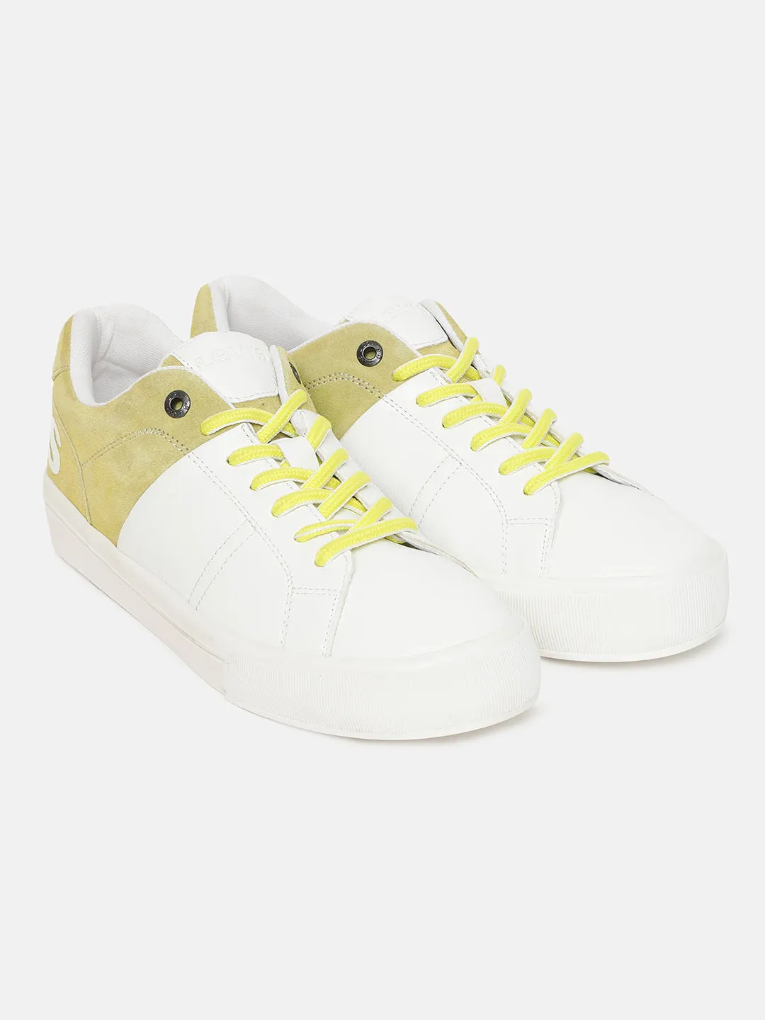 Men's White And Yellow Colorblock Shoes Snoopy Sneakers