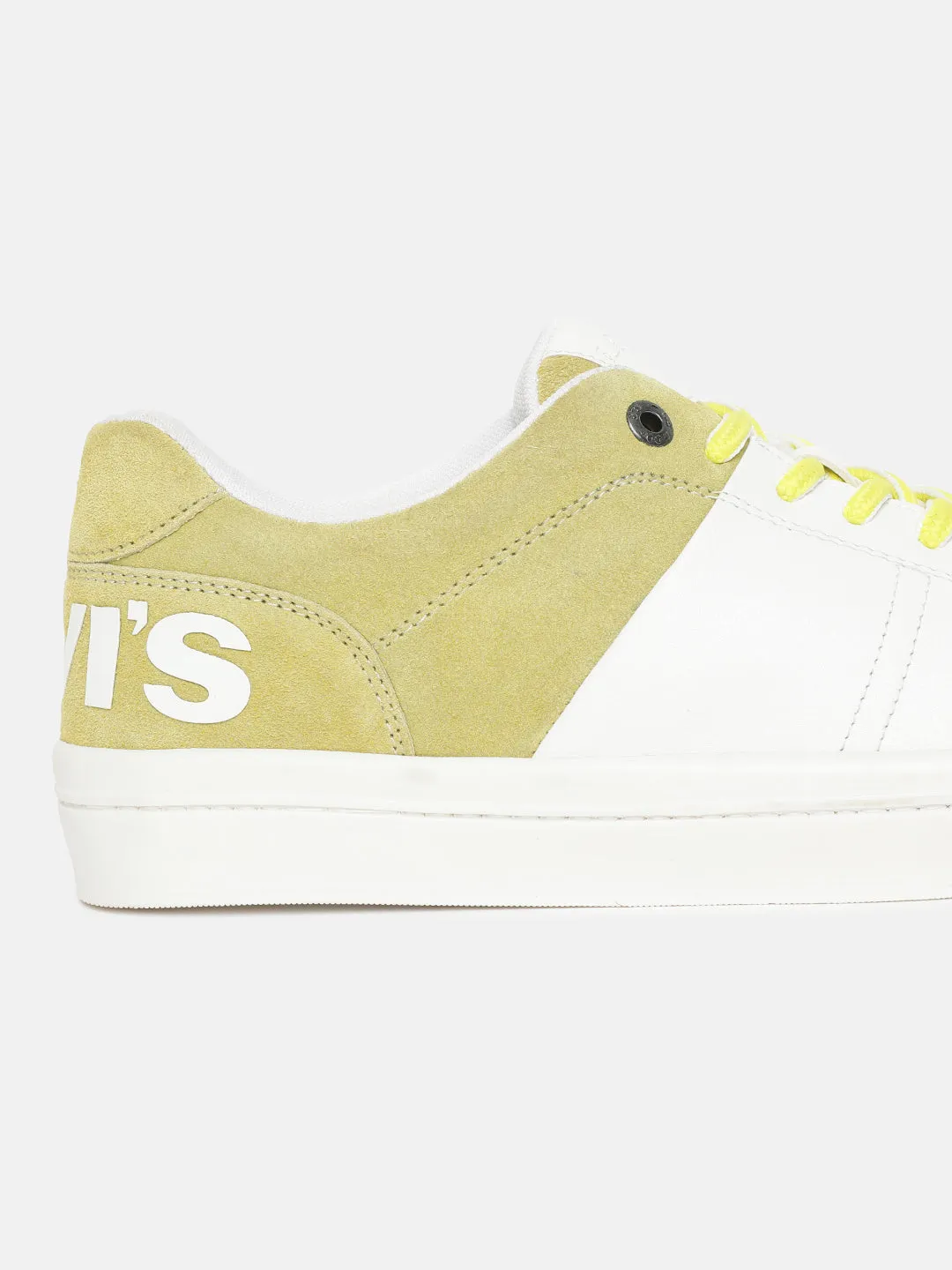 Wide Toe Box Sneakers Men's White And Yellow Colorblock Shoes