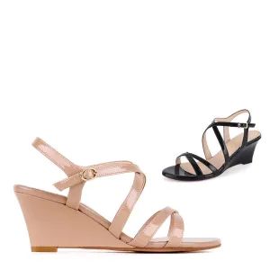 Platform Dress Sandals *ESSIS - black patent, 6cm size UK 2.5