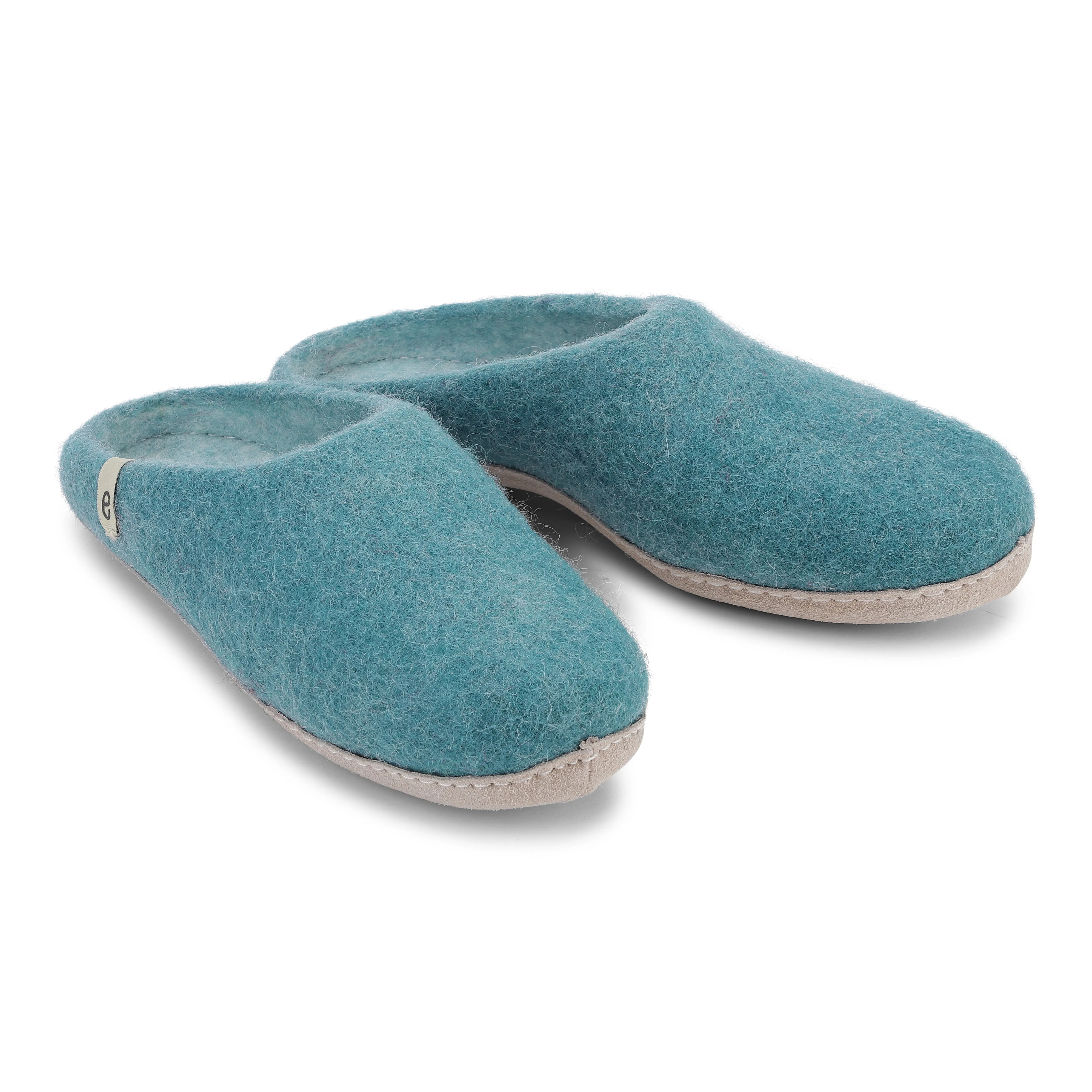 Non Slip Slippers For Elderly Sea Blue Fair Trade Felt Slippers